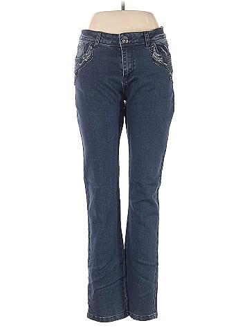 Picadilly Fashions Argyle Blue Blue Embellished Piccadilly Denim Jeans Size 12