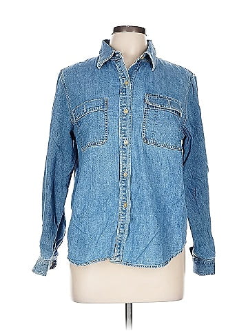 Lauren Jeans Co. Blue Denim Button-Down Shirt (view 1)