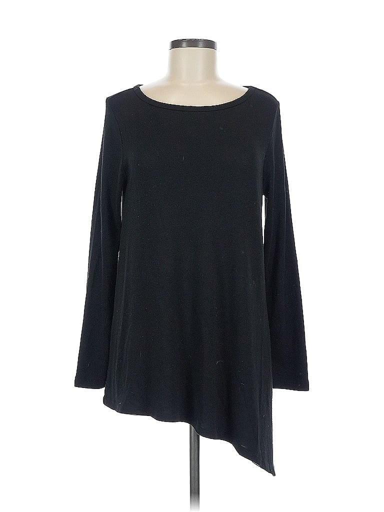 Click to view more detailed imagery on our partner's website Pre-owned Joan Vass Long Sleeve Top Black Boatneck Tops