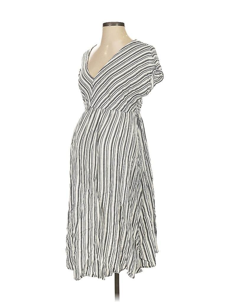 Isabel Maternity 100% Rayon Stripes Gray Casual Dress Size S - photo 1
