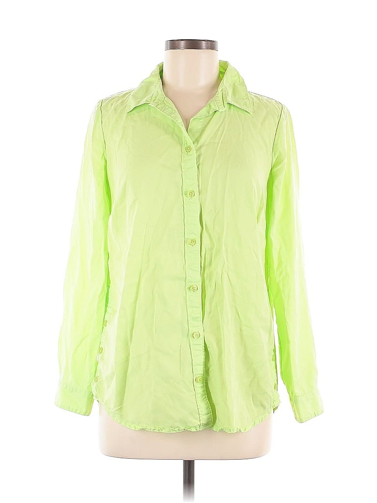 Crown & Ivy 100% Lyocell Green Long Sleeve Button-Down Shirt Size S - photo 1