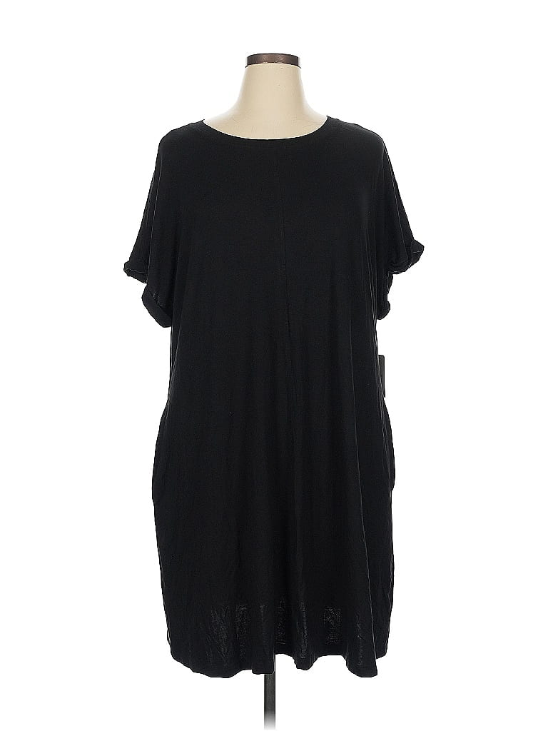 Terra & Sky Solid Black Casual Dress Size 1X - photo 1
