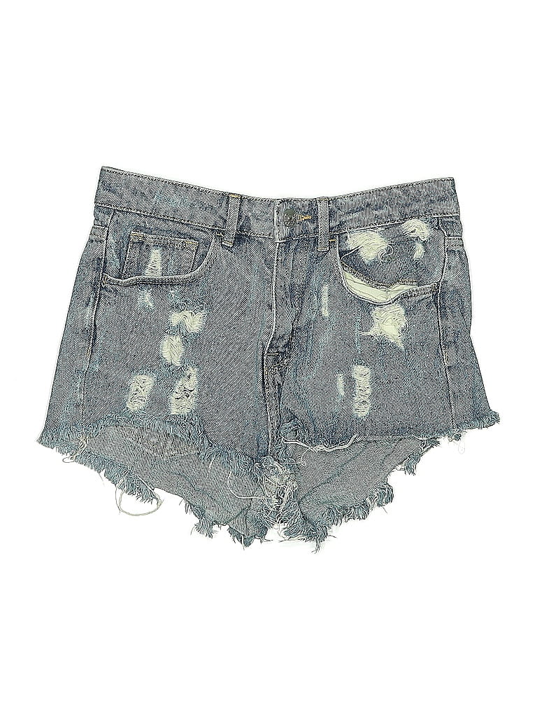 &Denim by H&M Hearts Blue Denim Shorts Size 4 - photo 1