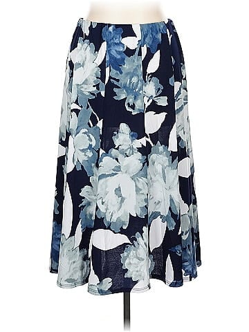Laura Petites Blue Floral Print Casual Skirt (view 1)