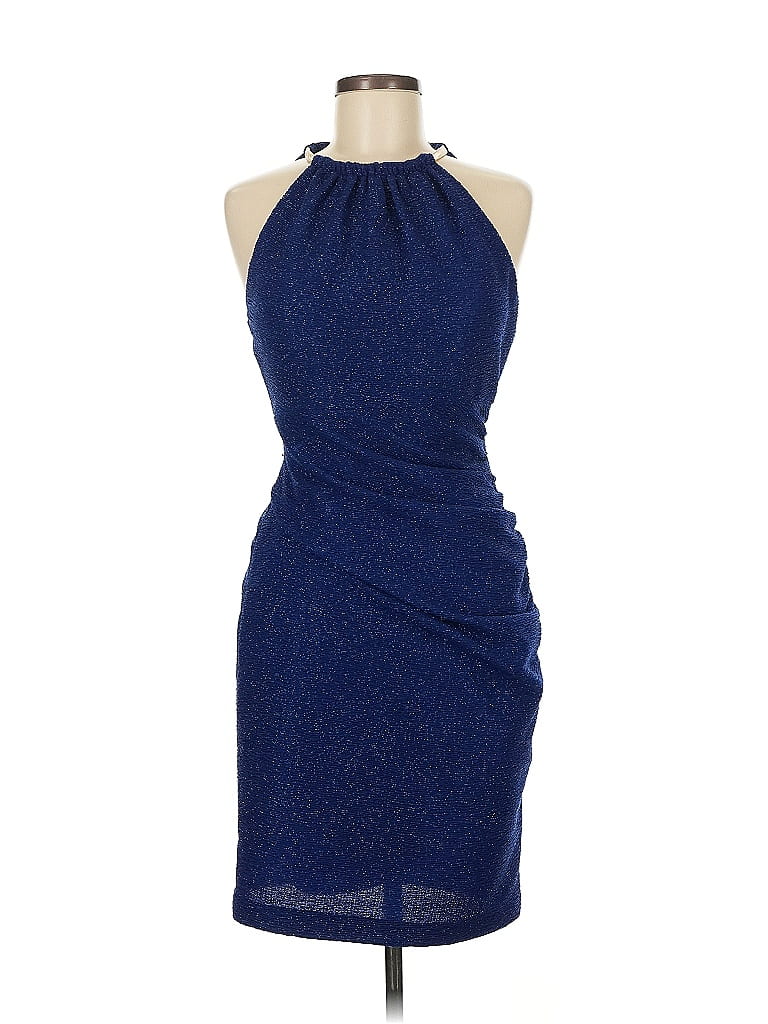 Robe Cocktail Eliza J Avec Strass - Taille 6, Couleur Gris Argenté, Longueur Genoux, Occasion En Très Bon état