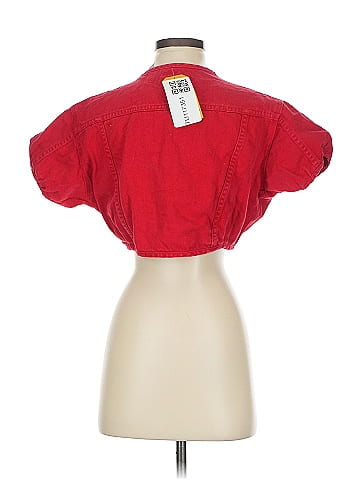 Assorted Brands Red Bold Denim Cropped Blouse (view 2)