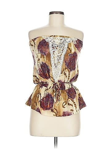 Weavers Tan Paisley Top with Lace Detail (view 1)