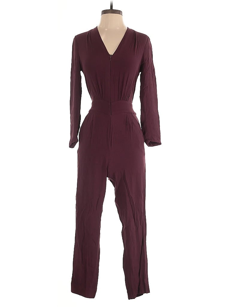 Black Halo 100% Rayon Solid Burgundy Jumpsuit Size 2 - photo 1