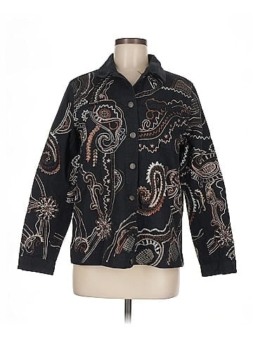 Laura Ashley Black Cotton Jacket with Embroidery (view 1)
