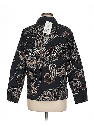Laura Ashley Black Cotton Jacket with Embroidery (view 2)