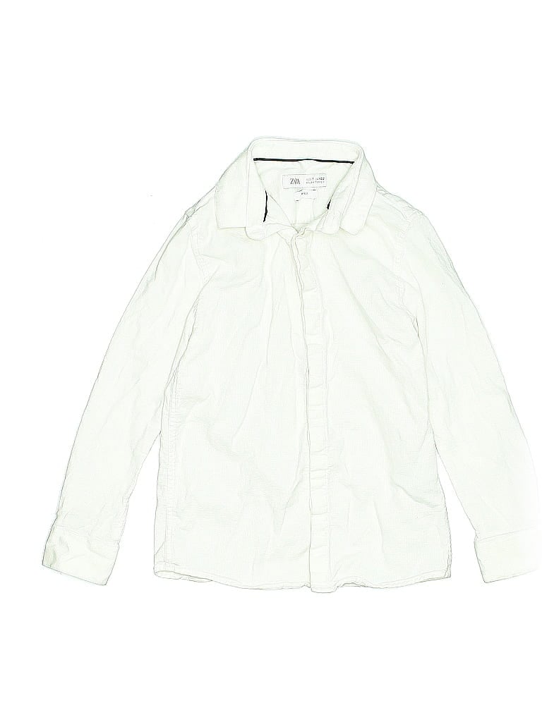 Pre-owned Zara Kids' Long Sleeve Button Down Shirt In White