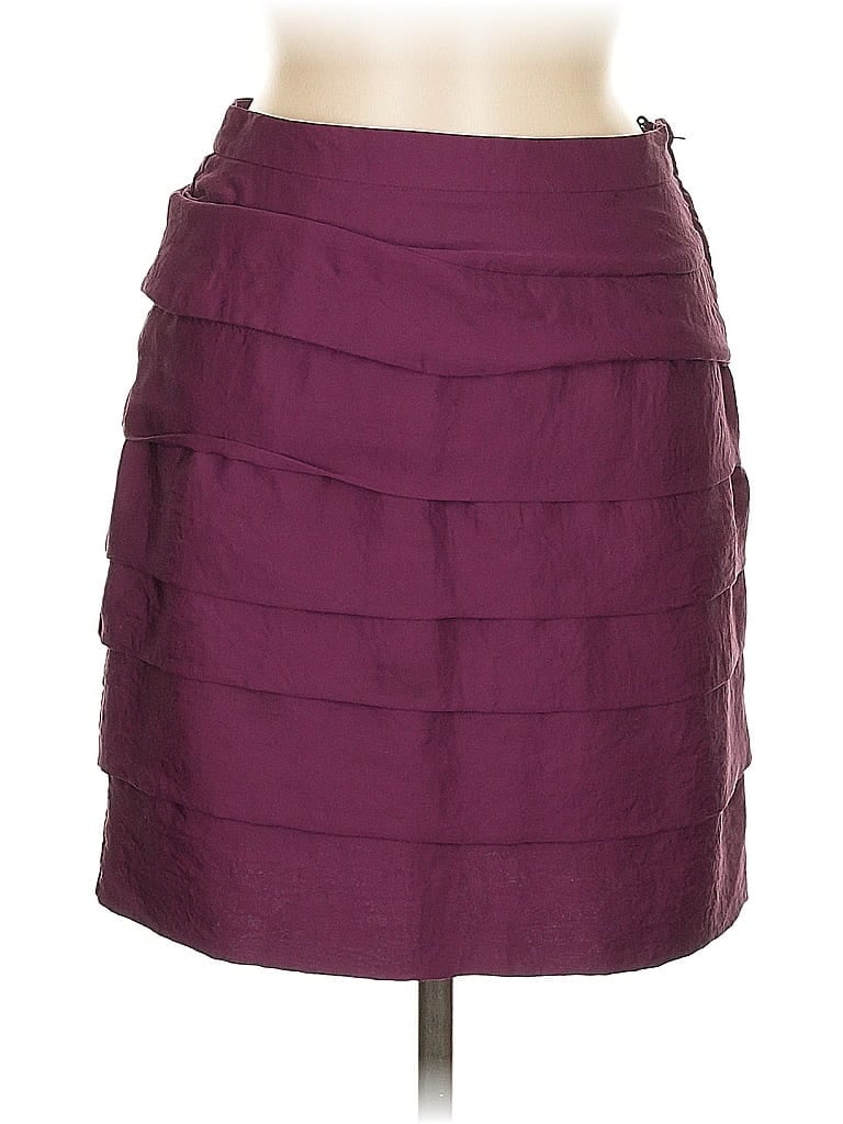 Pre-owned H&m Formal Skirt In Burgundy