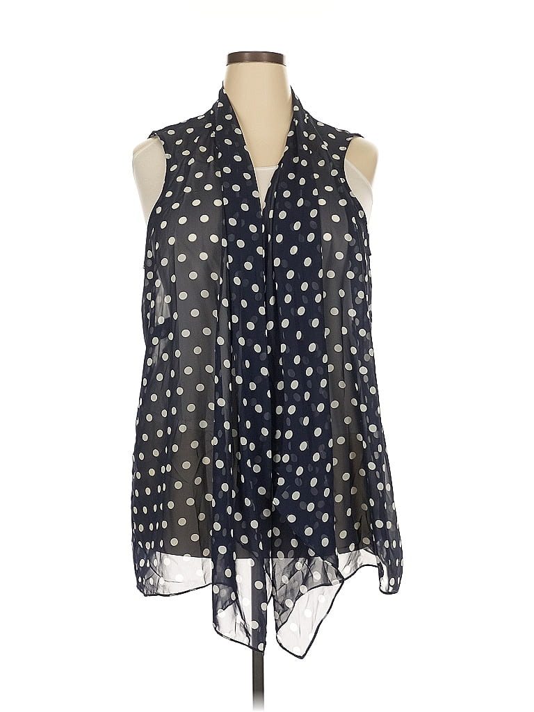 Susan Graver 100% Polyester Polka Dots Black Sleeveless Blouse Size 2X - photo 1