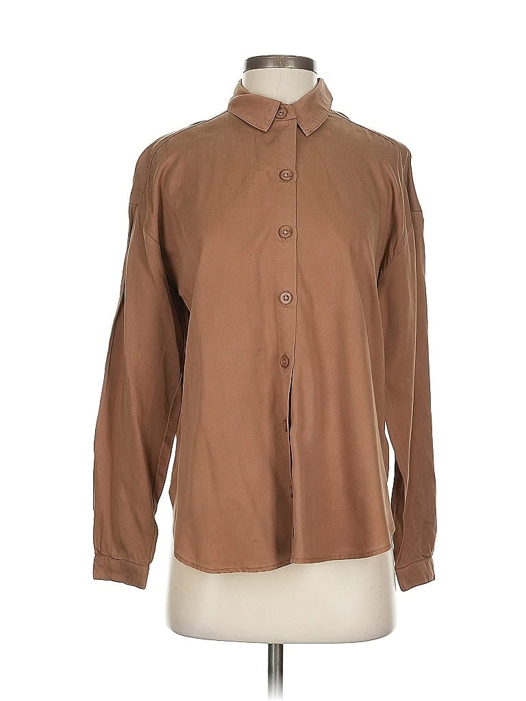 Cloth & Stone 100% Lyocell Solid Brown Long Sleeve Button-Down Shirt Size S - photo 1