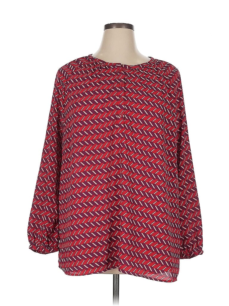 Pre-owned Halogen 3/4 Sleeve Blouse In Red