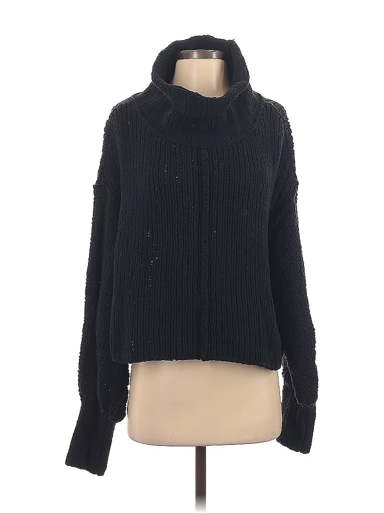 Pre-owned Free People Turtleneck Sweater In Black