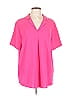 Hilary Radley 100% Polyester Pink Short Sleeve Blouse Size L - photo 1