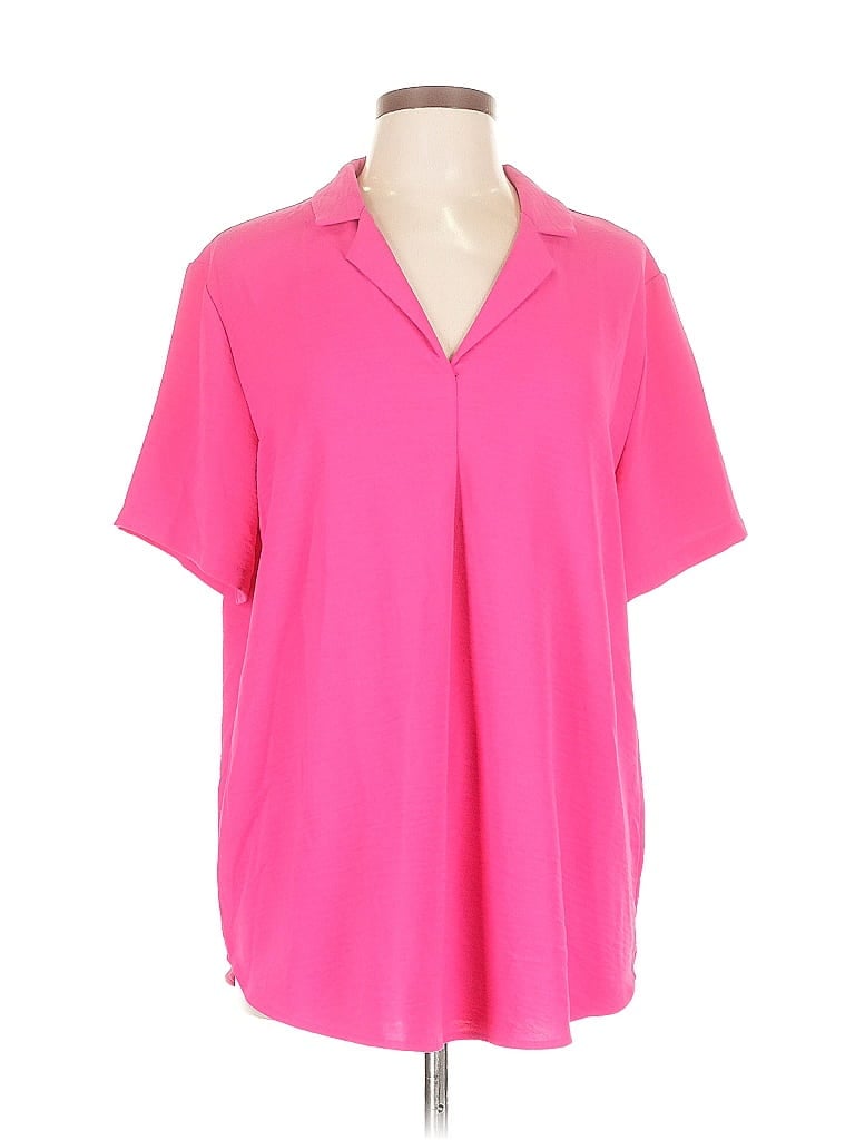 Hilary Radley 100% Polyester Pink Short Sleeve Blouse Size L - photo 1
