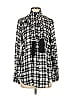 Equipment 100% Silk Checkered-gingham Black Long Sleeve Silk Top Size S - photo 1
