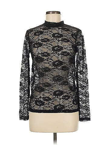 Saint Tropez Black Lace Long Sleeve Blouse (view 1)