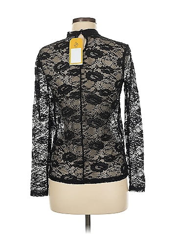Saint Tropez Black Lace Long Sleeve Blouse (view 2)