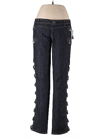 Dereon Blue Denim Jeans with Lace-Up (view 1)