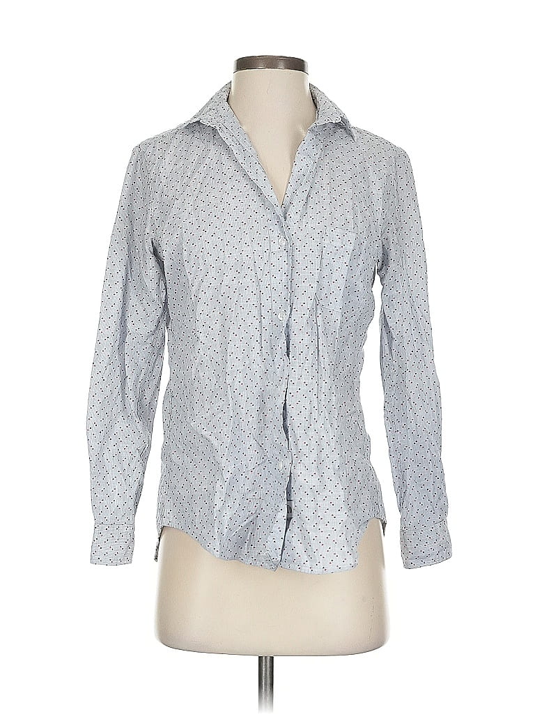 Pre-owned Grayson Long Sleeve Blouse In Gray