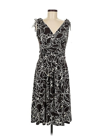 DressBarn Black Floral Patterned Casual Dress (view 1)