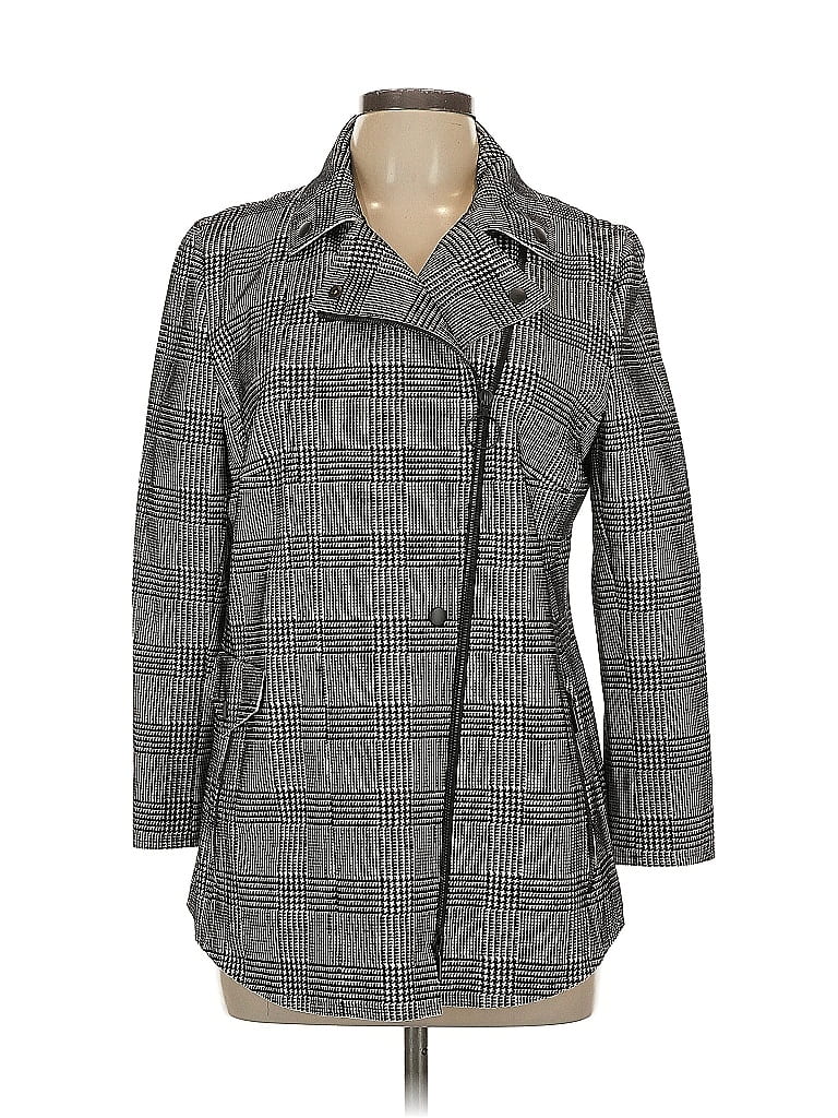 Akris Punto Houndstooth Gray Ivory Coat Size 12 - photo 1