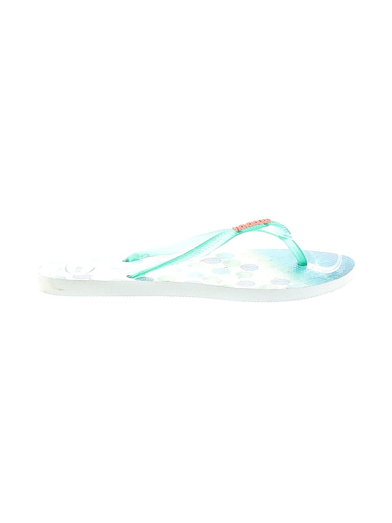 Havaianas White Green Flip Flops Size 9 - 10 - photo 1