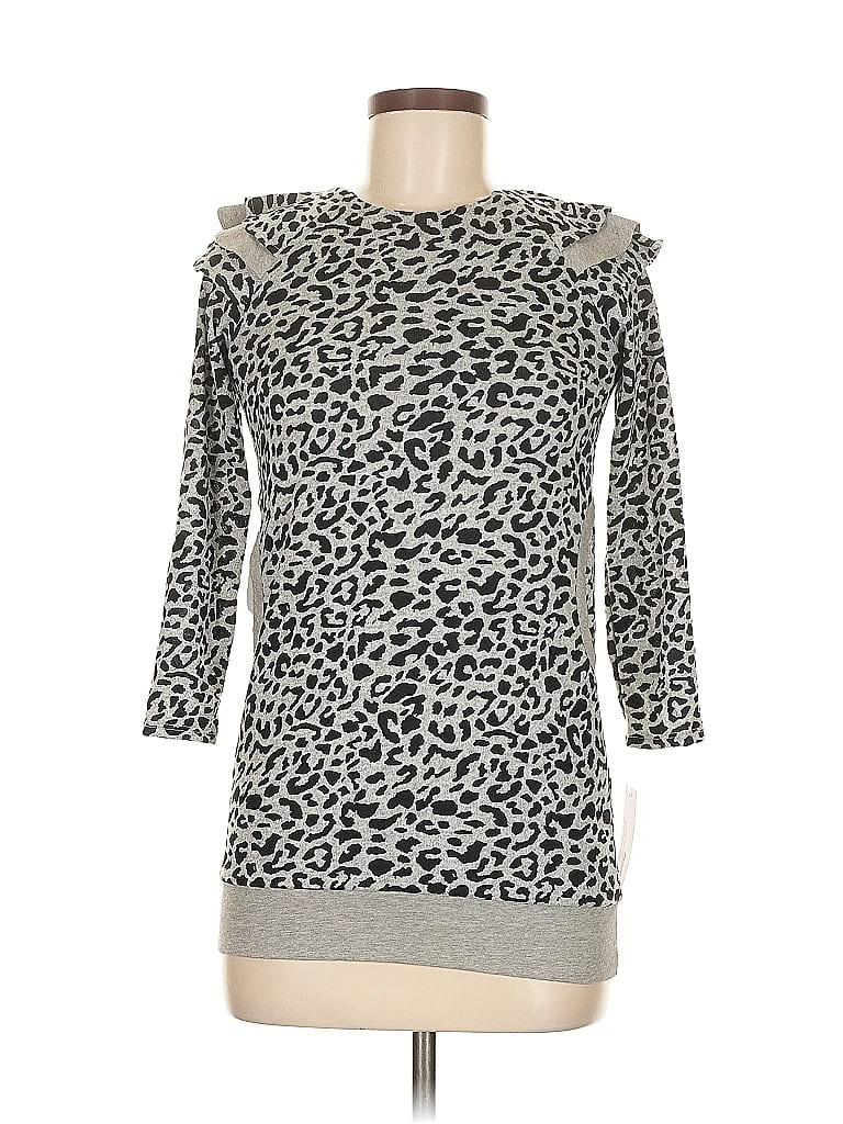 Assorted Brands 3/4 Sleeve Top Silver Boatneck Tops