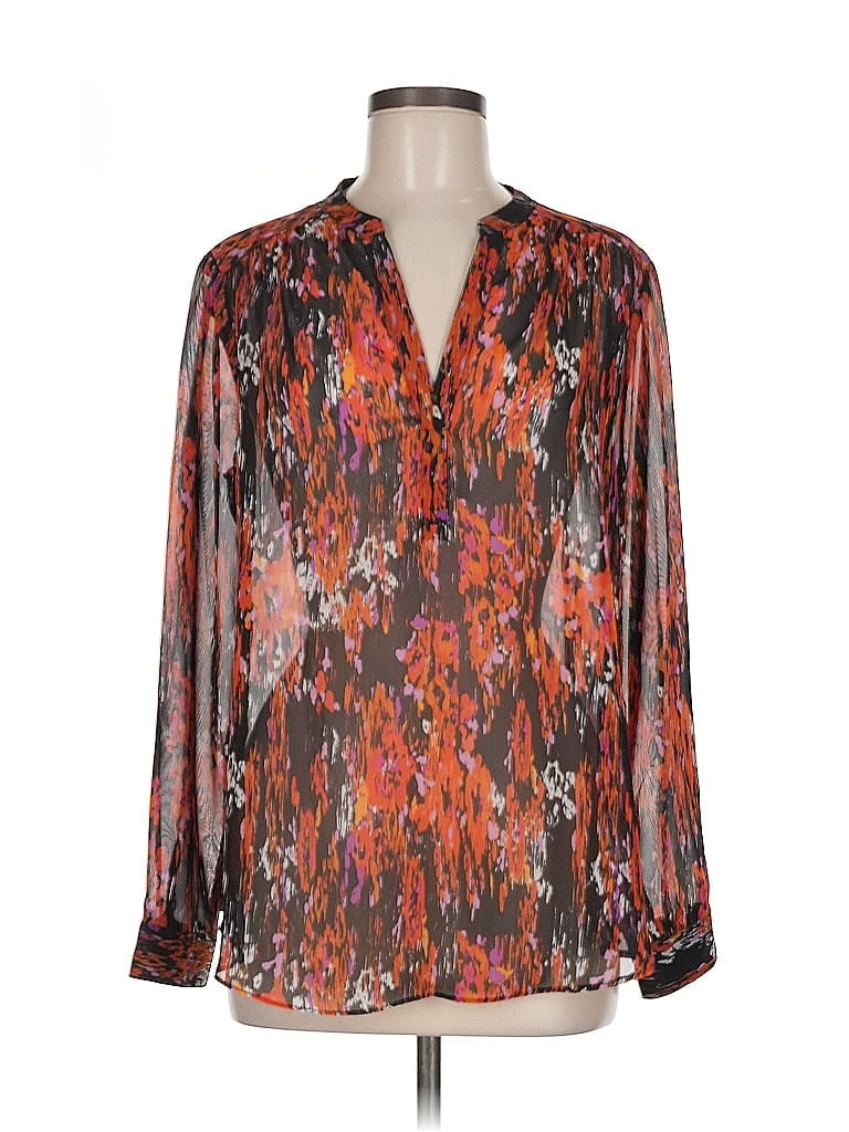 Pre-owned Peyton Jensen Long Sleeve Blouse In Brown