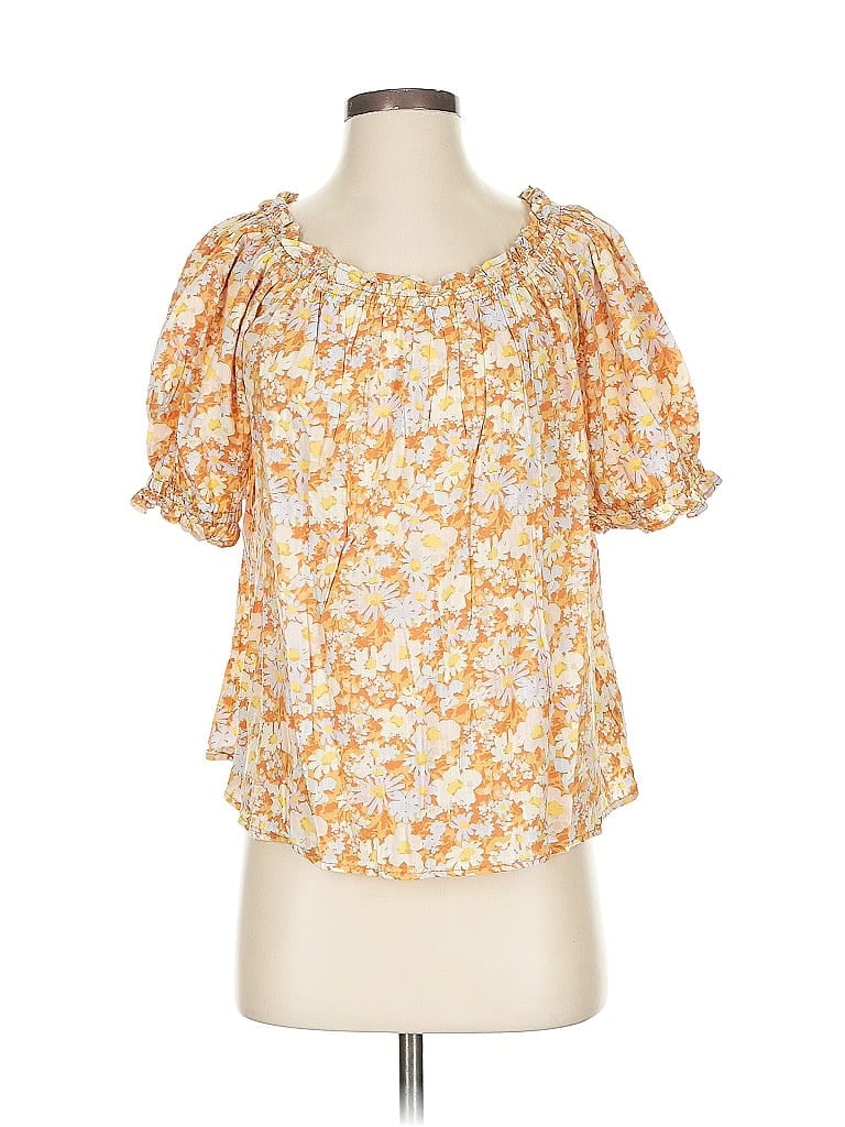 Pre-owned Gap Short Sleeve Blouse In Yellow