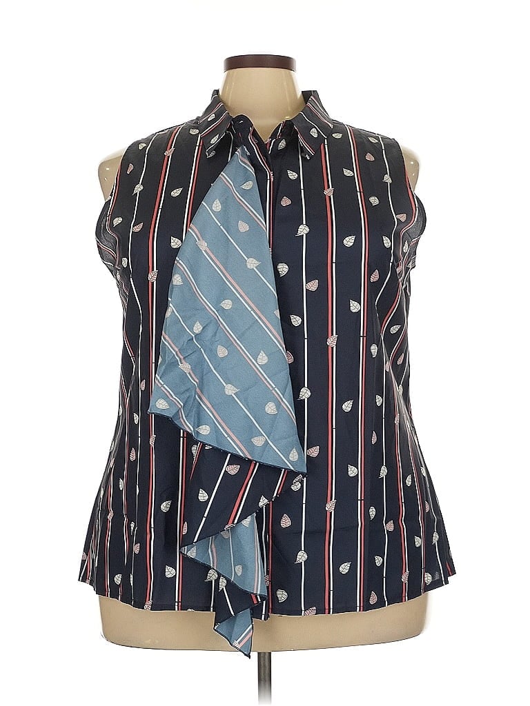 Agnes Orinda 100% Polyester Blue Sleeveless Blouse Size 3X - photo 1