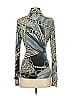 Cache Metallic Silver Long Sleeve Blouse Size S - photo 2