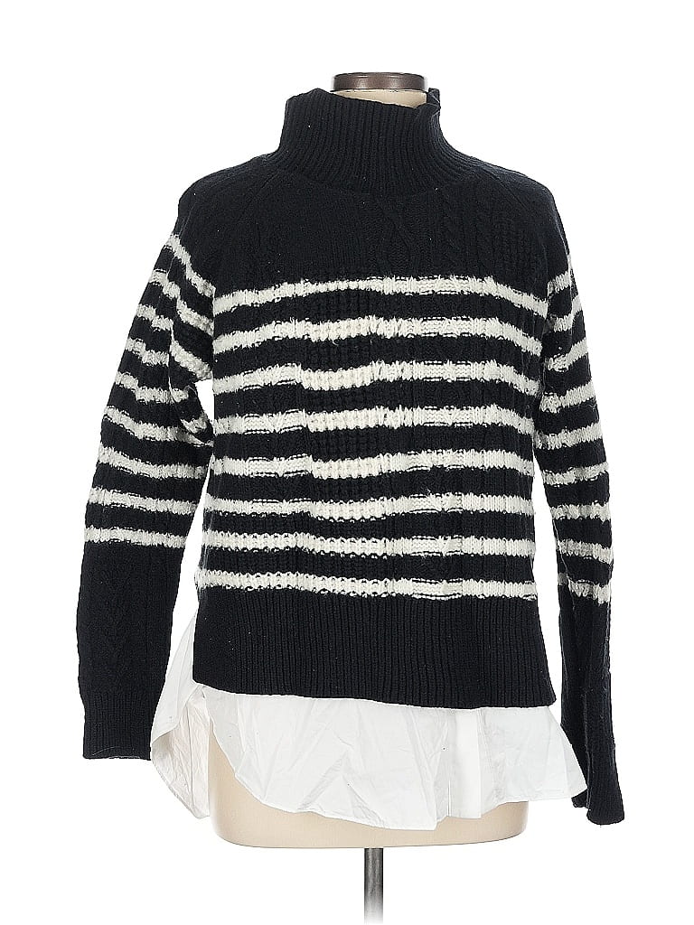 ALLSAINTS Stripes Black Wool Pullover Sweater Size L - photo 1