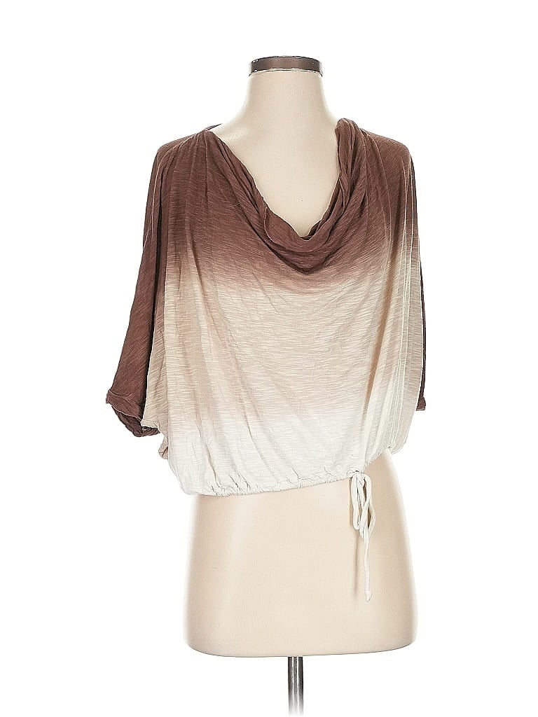 Pre-owned Young Fabulous & Broke Short Sleeve Top Brown Cowl Neck Tops