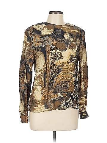 Louben Brown Boho Pattern Long Blouse (view 1)