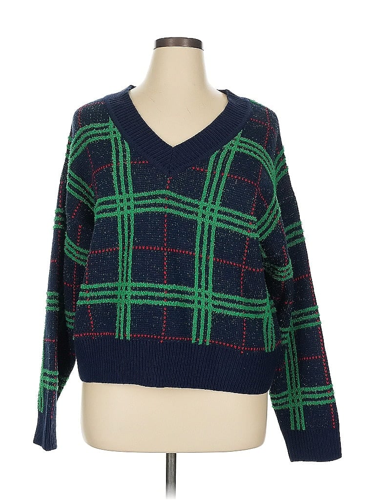 Crown & Ivy Plaid Green Pullover Sweater Size XL - photo 1