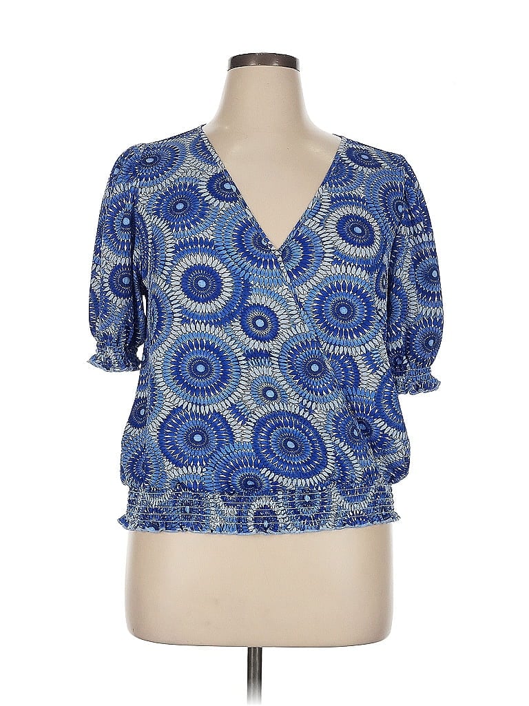 Pre-owned Melloday Short Sleeve Blouse In Blue
