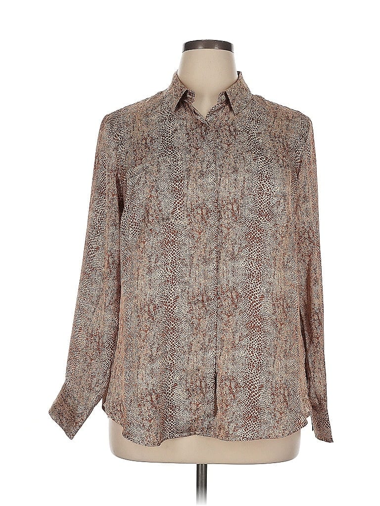 Pre-owned A New Day Long Sleeve Blouse In Brown