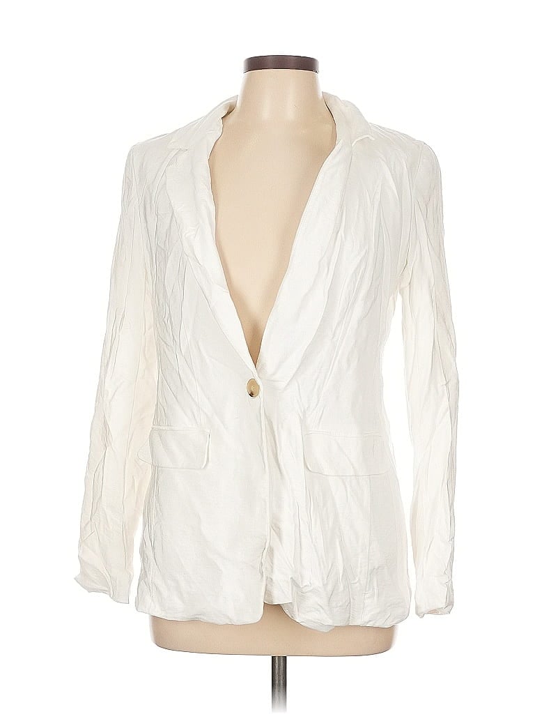 Pre-owned Ann Taylor Loft Blazer Jacket In White