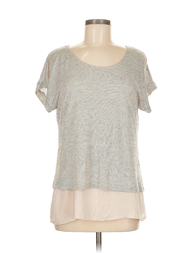 Pre-owned Olivia Moon Short Sleeve Top Gray Scoop Neck Tops