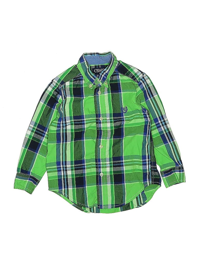 Pre-owned Chaps Kids' Long Sleeve Button Down Shirt In Green