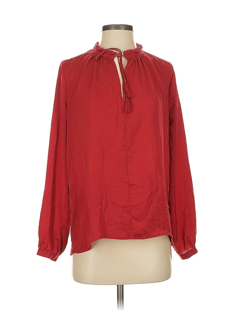 Pre-owned Lucky Brand Long Sleeve Blouse In Red
