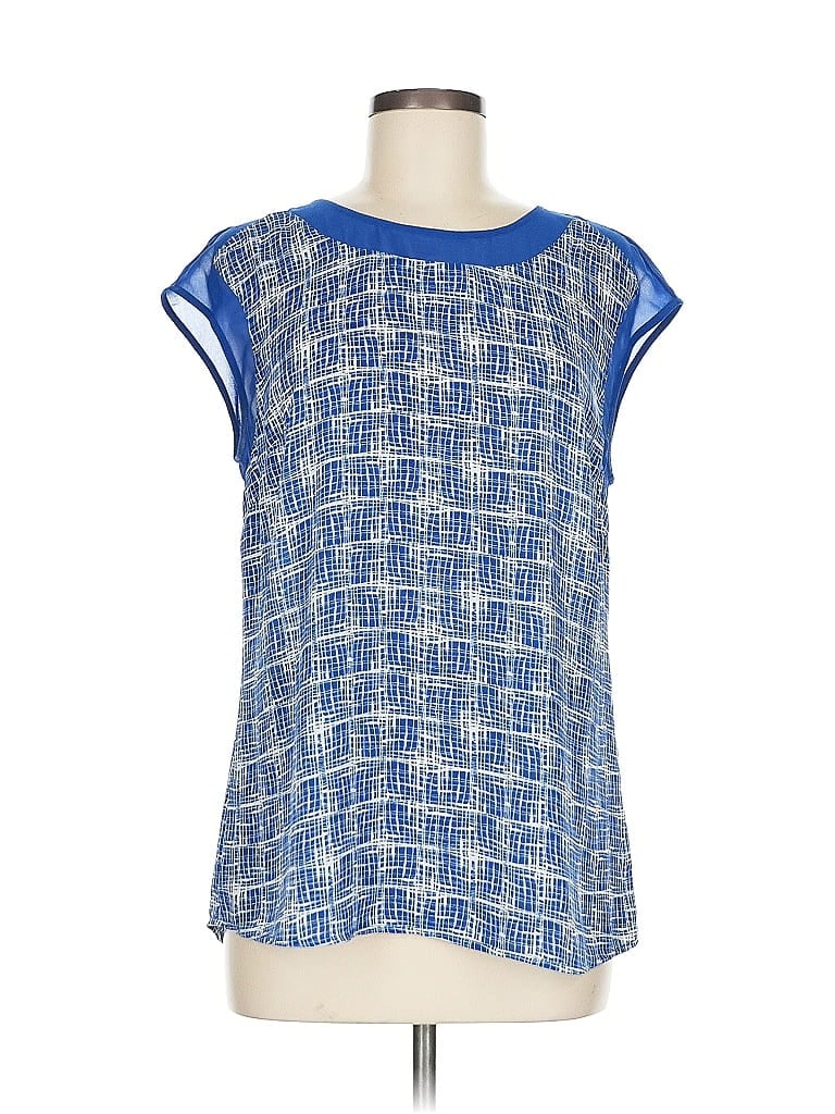 Pre-owned Halogen Sleeveless Blouse In Blue