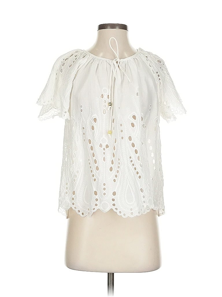 Pre-owned Michael Michael Kors Short Sleeve Blouse In White