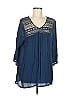 Ariat 100% Rayon Blue 3/4 Sleeve Blouse Size M - photo 1