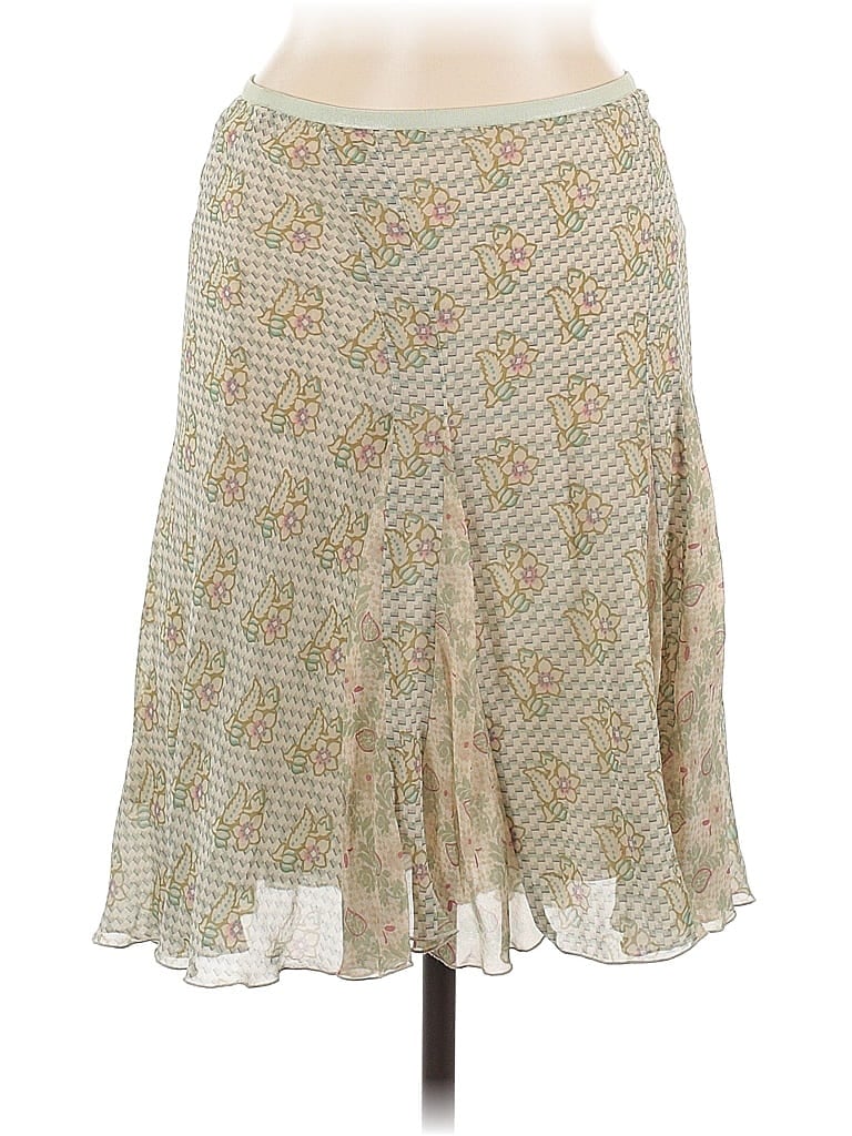 ETRO 100% Silk Paisley Ivory Green Silk Skirt Size EU (IT) 40 / US 4 - photo 1