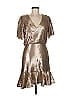 ML Monique Lhuillier 100% Polyester Metallic Silver Cocktail Dress Size 8 - photo 1